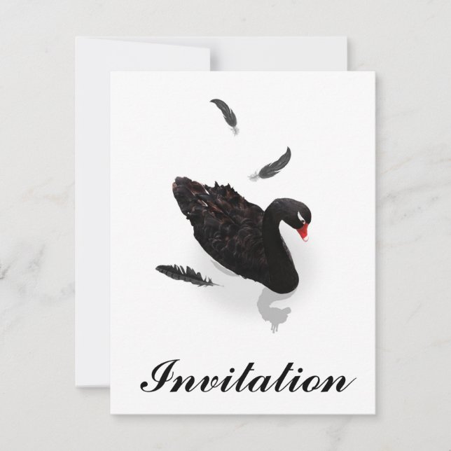 Elegant Black Swan Invitation (Front)