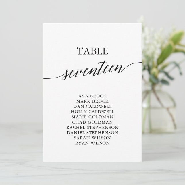 Elegant Black Table Number 17 Seating Chart (Standing Front)
