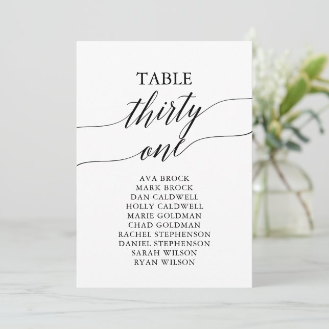 Elegant Black Table Number 31 Seating Chart (Standing Front)