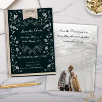 Elegant Black Tan Book Cover Wedding Save the Date