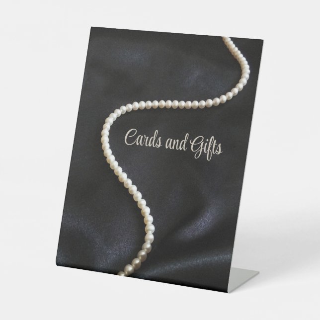 Elegant Black Thank You Card Pedestal Sign (Front)