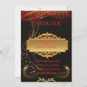 Elegant Black Thank You Card with Gold Centre Desi