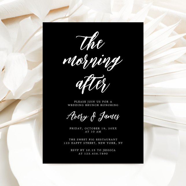 Elegant Black The Morning After Wedding Brunch  Invitation (Creator Uploaded)