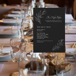 Elegant Black The Night Before Wedding Rehearsal Invitation