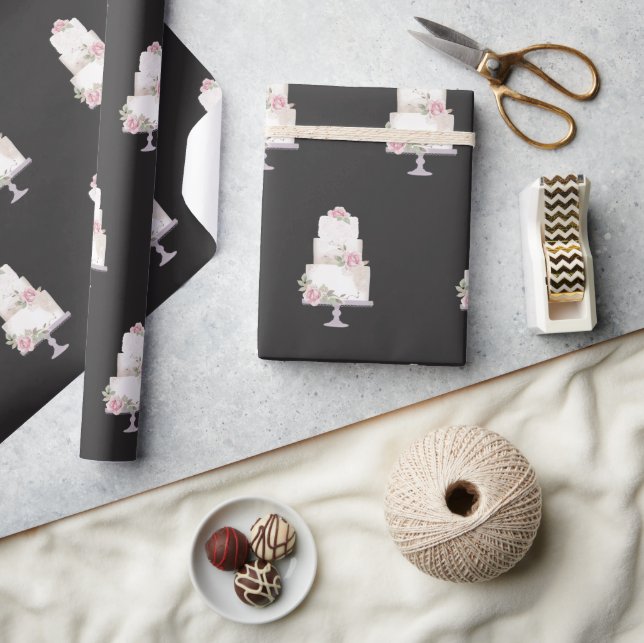 Elegant Black Three Tier Cake Wrapping Paper (Crafts)