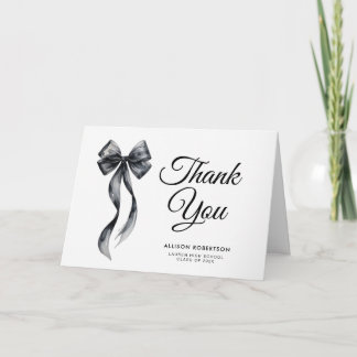Elegant black tie graduation thank you card
