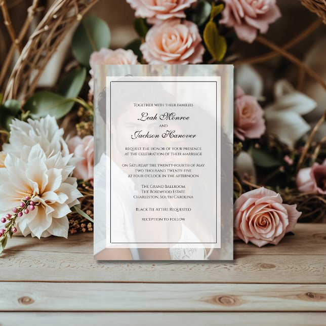 Elegant Black Tie Photo Wedding Invitation (Creator Uploaded)