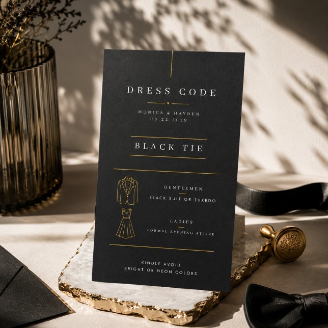 Elegant Black Tie Wedding Dress Code Card (Creator Uploaded)