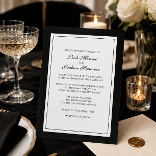 Elegant Black Tie Wedding Invitation