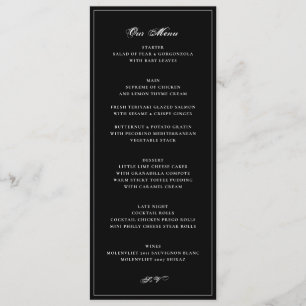 Elegant Black Tie Wedding Menu