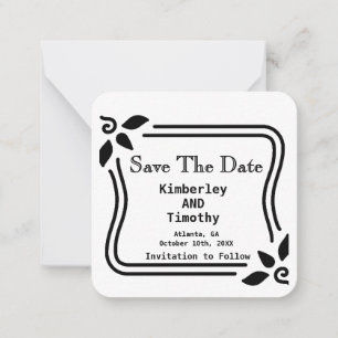 Elegant Black Traditional Save the Date Wedding  Card