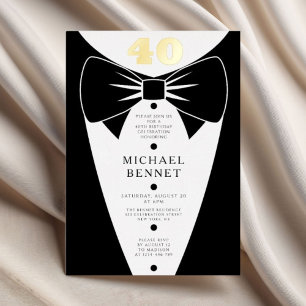 Elegant Black Tuxedo 40th Birthday Gold