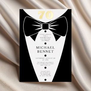 Elegant Black Tuxedo 70th Birthday Gold