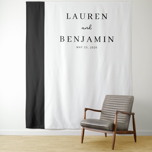 Elegant Black Typographic Banner Tapestry (In Situ)