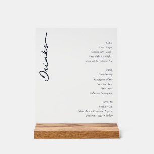 Elegant Black Typographic Drinks Acrylic Sign