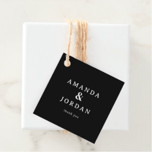 Elegant Black Typographic Thank You Favour Tags