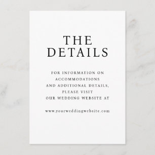 Elegant Black Typographic Wedding Details Enclosure Card