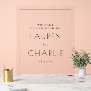 Elegant Black Typographic Wedding Invitations Acrylic Sign