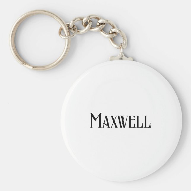 Elegant Black Typography Family Name Key Ring (Front)