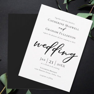 Elegant Black Typography Simple Modern Wedding Invitation