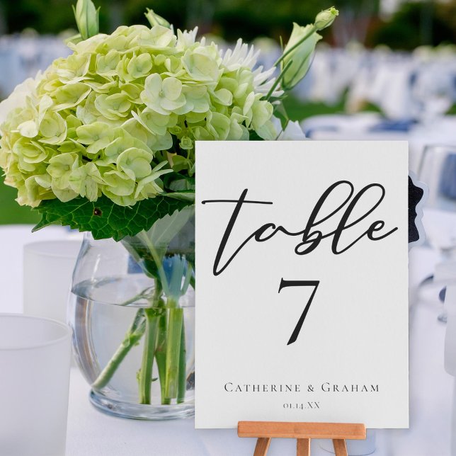 Elegant Black Typography Wedding Table Number Card (Creator Uploaded)