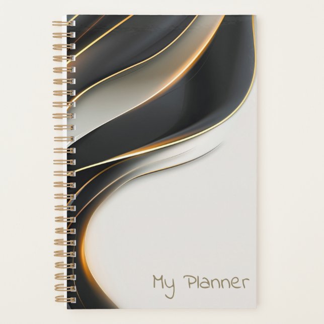 Elegant Black Vail Personalised  Planner (Front)