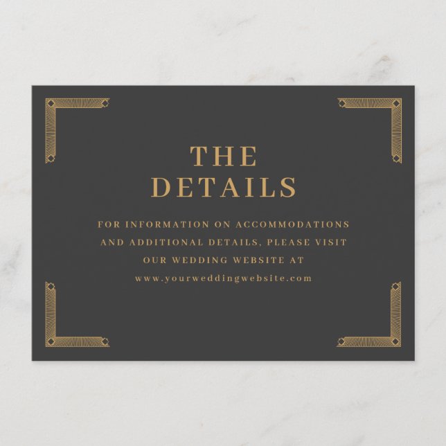 Elegant Black Vintage Details Card (Front)