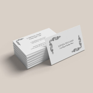 Elegant Black Vintage Floral Frame Business Card