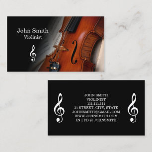 Elegant Black Violin Violinist Business Card