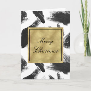 Elegant Black Watercolor Abstract Christmas Holiday Card