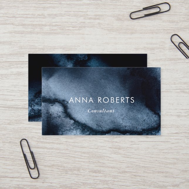Elegant black watercolor business card (Front/Back In Situ)