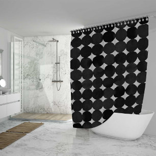 Elegant black watercolor dots shower curtain