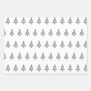 Elegant Black Watercolor Tree Pattern Christmas Wrapping Paper Sheet