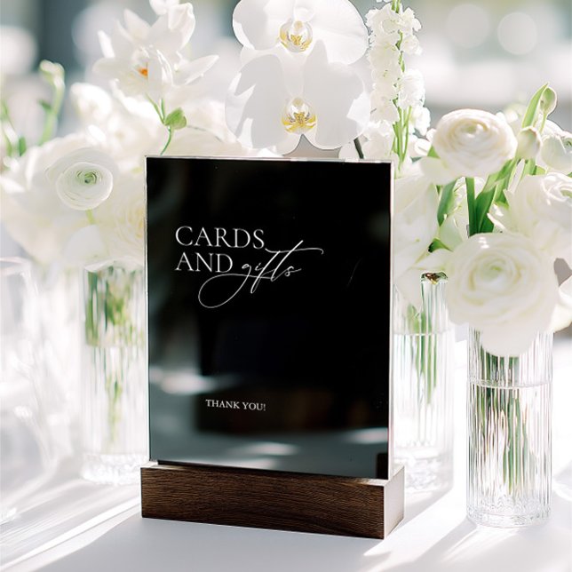 Elegant Black Wedding Cards & Gifts Acrylic Sign (Elegant Black Wedding Cards & Gifts Acrylic Sign)