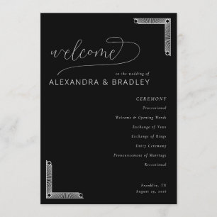 Elegant Black Wedding Ceremony Program