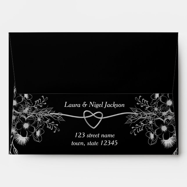 Elegant Black Wedding Envelope (Back (Top Flap))