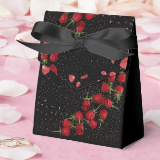 Elegant Black Wedding Favor Bag with Red Roses – R Favour Box