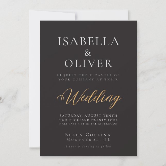 Elegant Black Wedding Invitation (Front)