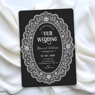 Elegant black wedding invitation