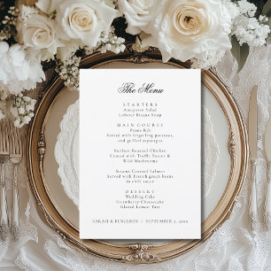 Elegant Black Wedding Menu & Reception Thank You