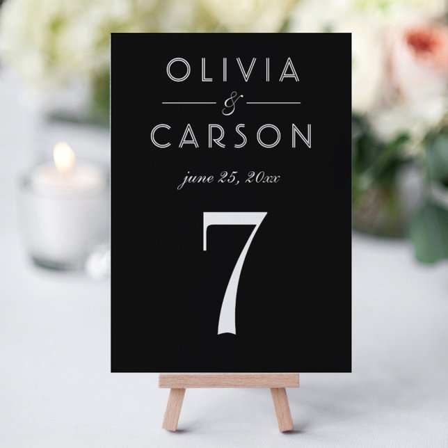 Elegant Black Wedding Monogram Table Number (Creator Uploaded)