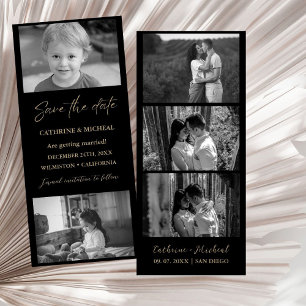 Elegant Black Wedding Photo booth strip frame Save The Date