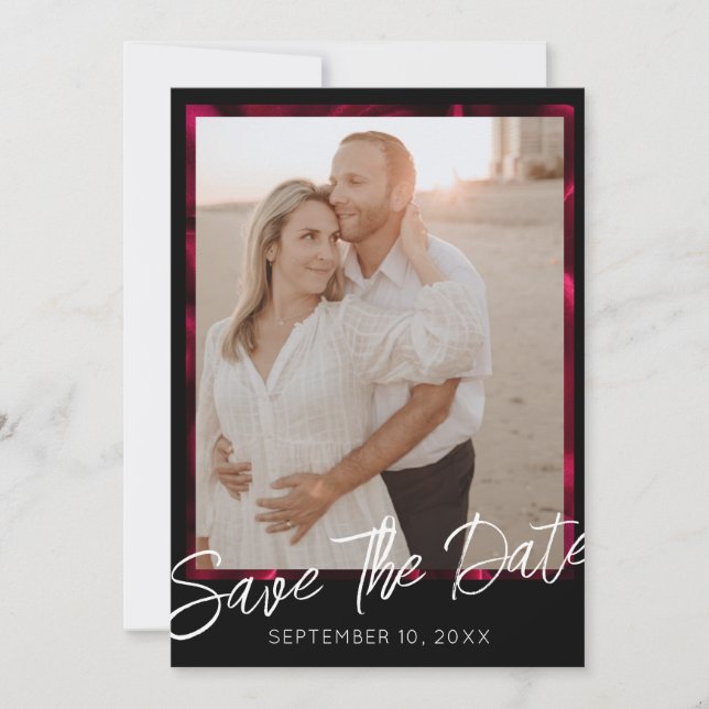 Elegant Black Wedding Photo Save the Date Invitation (Front)
