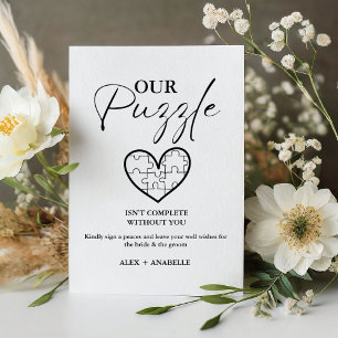 Elegant Black Wedding Puzzle Guestbook Sign