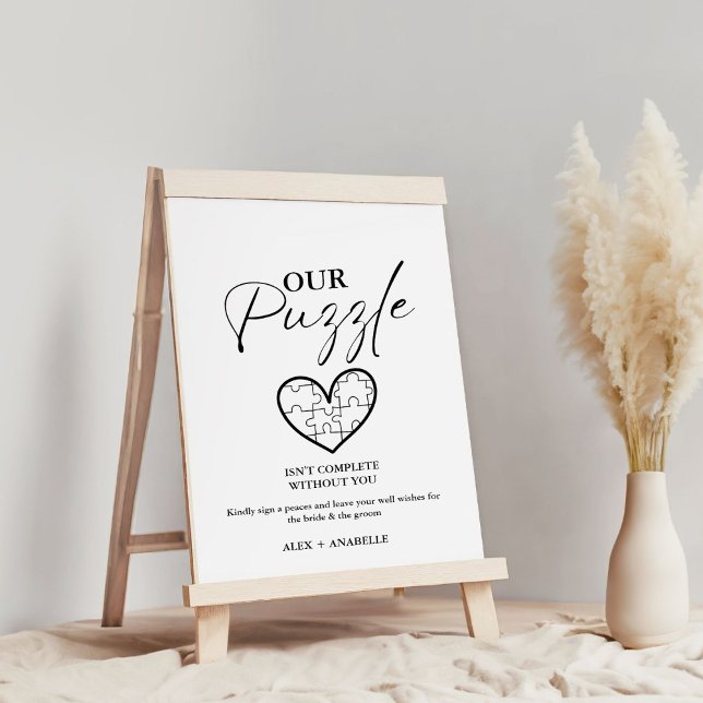 Elegant Black Wedding Puzzle Guestbook Sign (Creator Uploaded)