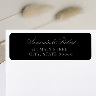 Elegant Black Wedding Return Address Label