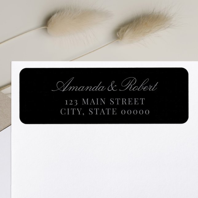 Elegant Black Wedding Return Address Label (Creator Uploaded)