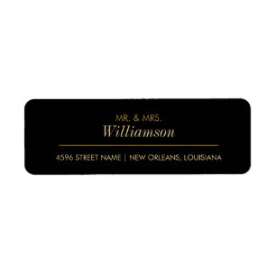 Elegant Black Wedding Return Address Label