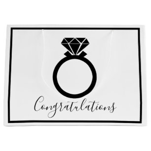 Elegant Black Wedding Ring Congratulations Large Gift Bag