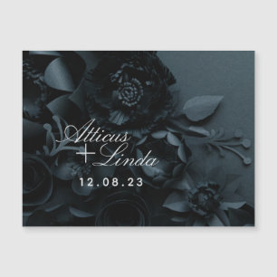 Elegant Black Wedding save thank you card